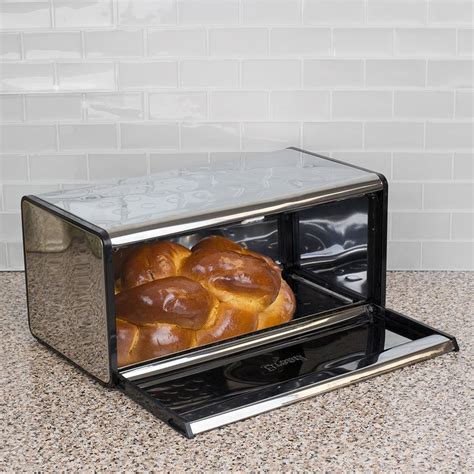 metal bread boxes|stainless steel countertop bread box.